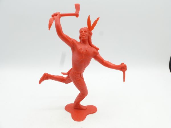 Marx (blank) Indian running with tomahawk + knife, red (14 cm)