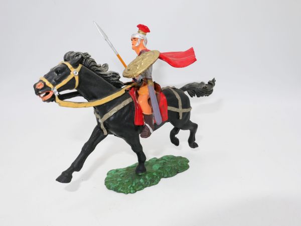 Elastolin 7 cm Römischer Reiter mit Speer + Umhang, Nr. 8456, oranger Unterrock