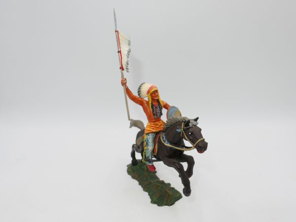 Elastolin 7 cm Chief on horseback with lance, No. 6854, painting 2a