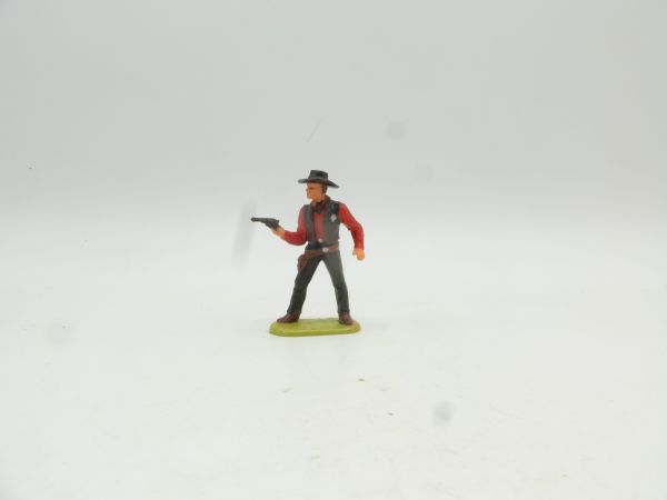 Elastolin 4 cm Sheriff mit Pistole, Nr. 6985 - frühe Figur, tolle Bemalung