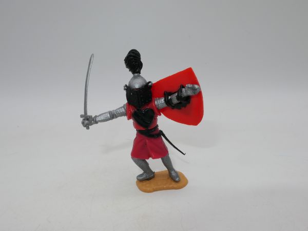 Timpo Toys Visierritter stehend, rot/schwarz mit Schwert
