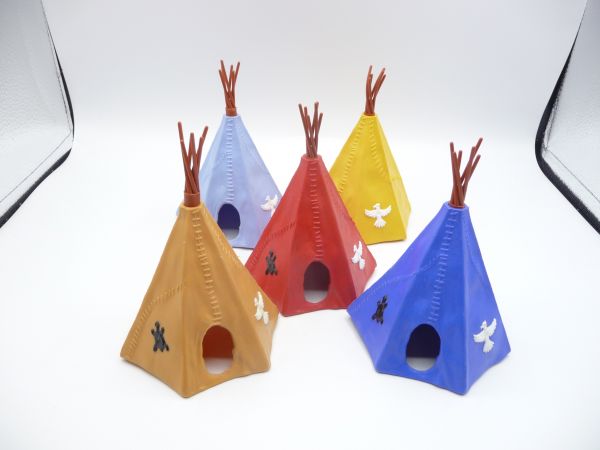 Timpo Toys 5 different two-piece Indian tipis - great set