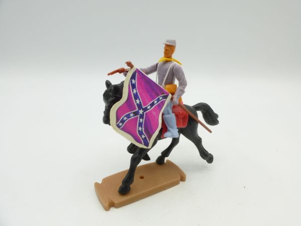 Plasty Confederate Army soldier riding with flag + pistol