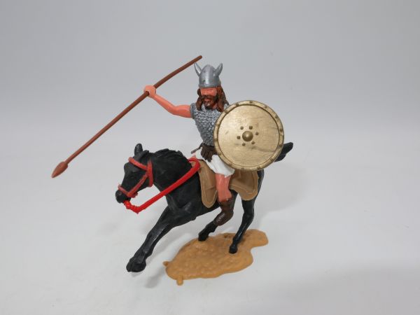Timpo Toys Viking on horseback with spear + shield (gold)