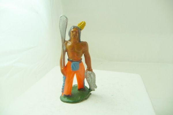 Starlux Indianer mit Paddel + Fischen - tolle Figur