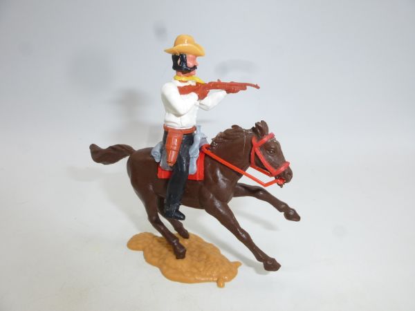 Timpo Toys Cowboy 3. Version (großer Kopf) reitend, Gewehr schießend