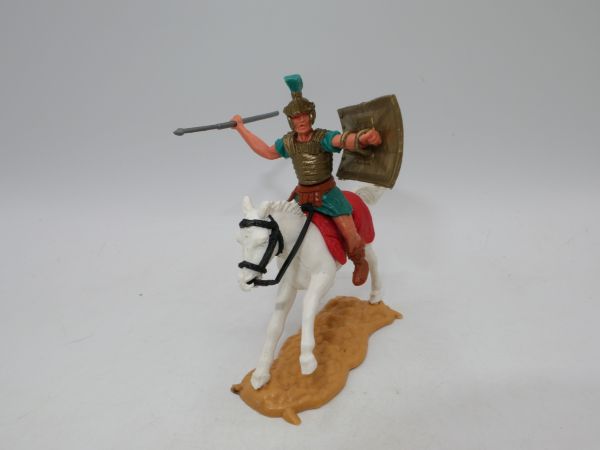 Timpo Toys Roman (green) on horseback with pilum - shield loops ok