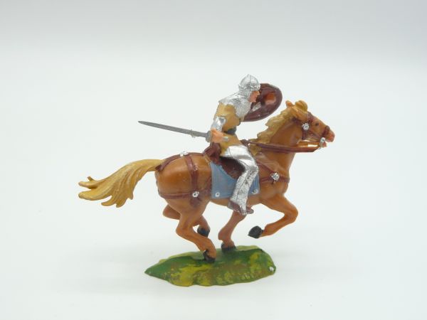 Elastolin 4 cm Normanne mit Schwert zu Pferd, Nr. 8854, ocker