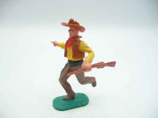 Timpo Toys Cowboy 2nd version running with rifle - nice curry coloured hat