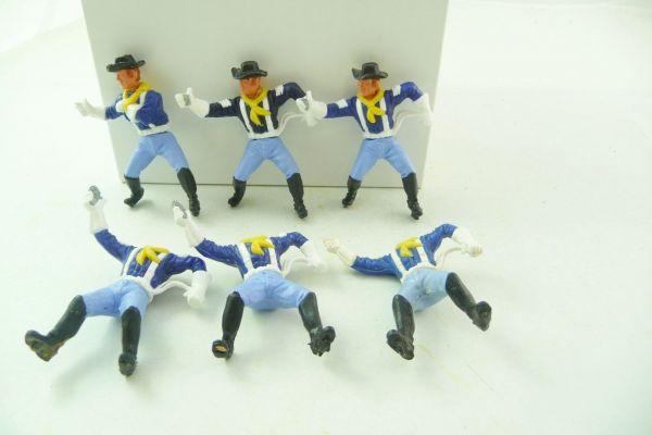 Timpo Toys 6 Union Army soldiers firing - with damages, for tinkerers / diorama building