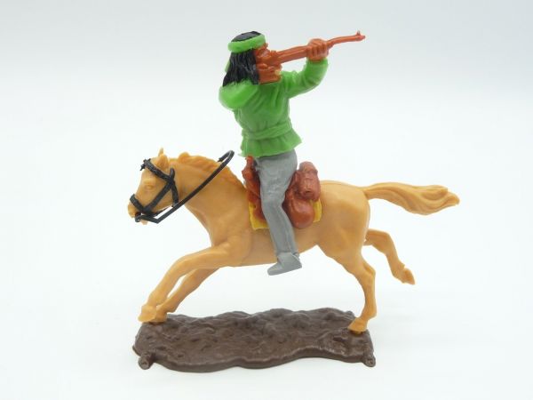 Timpo Toys Apache riding, firing with rifle, neon green - nice base plate