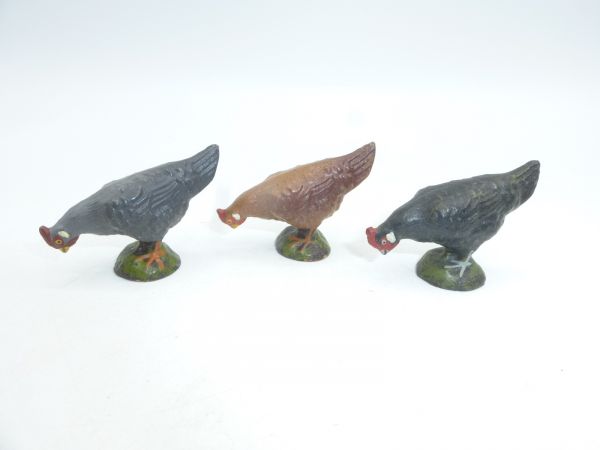 Lineol 3 chickens pecking (different colours) - brand new