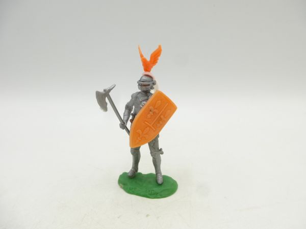 Elastolin 5,4 cm Knight standing with battleaxe + shield (2 weapons)