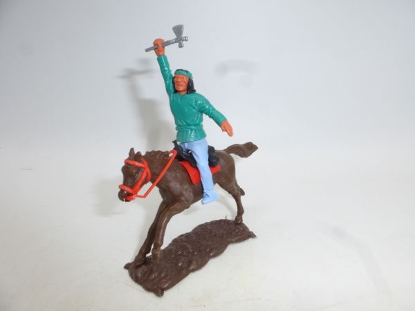 Timpo Toys Apache riding, green with tomahawk - great base plate