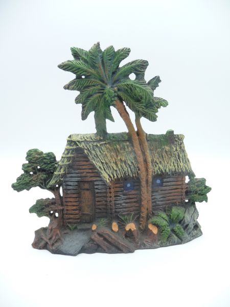 Elastolin Composition Log cabin with palm tree - top condition, great painting