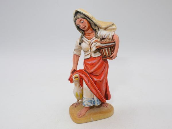 Lepi Nativity figure: Maid with ducks, material wood, 8 cm series - painted