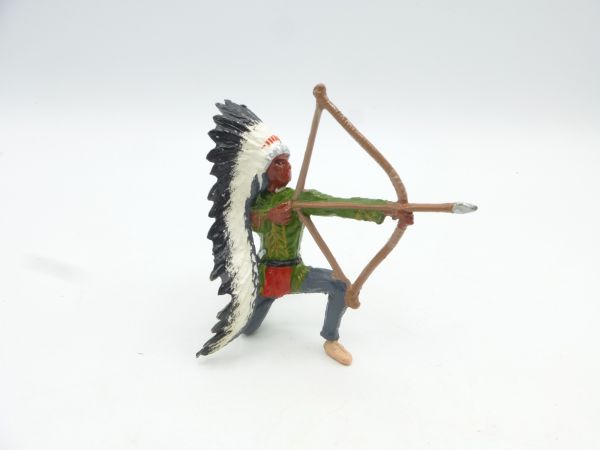 Merten Indian with bow, long feather headdress