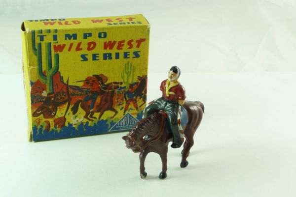 Timpo Toys Gefangener Cowboy reitend aus Metall + Original Box