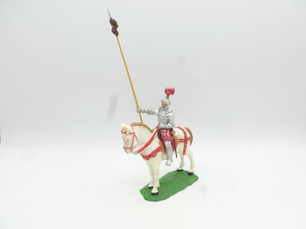 Elastolin 7 cm Lance bearer on standing horse, No. 9077