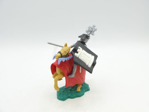 Timpo Toys Visor knight riding with sword, black/white