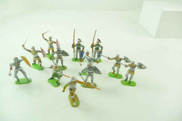 Elastolin 4 cm Big lot of knights on foot (12 figures) - unused