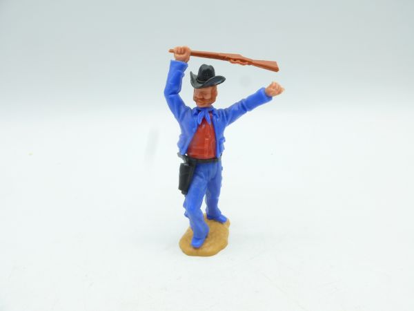 Timpo Toys Cowboy 3. Version (großer Kopf) stehend, mittelblau