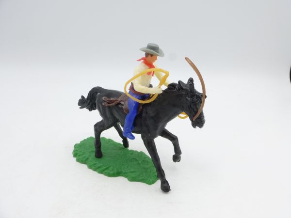 Elastolin 5,4 cm Cowboy riding with lasso - rare horse