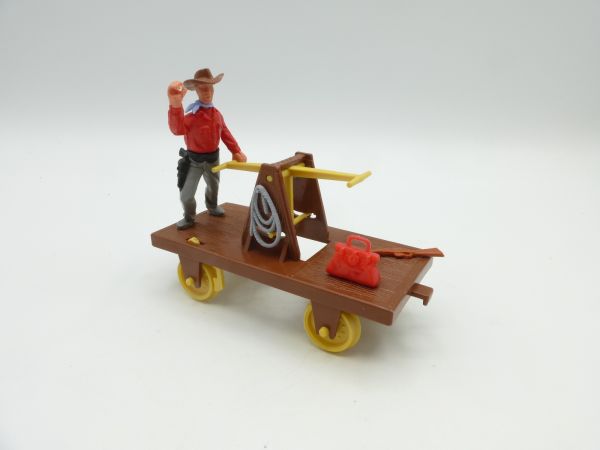 Timpo Toys Handcar with cowboy - brake rod missing