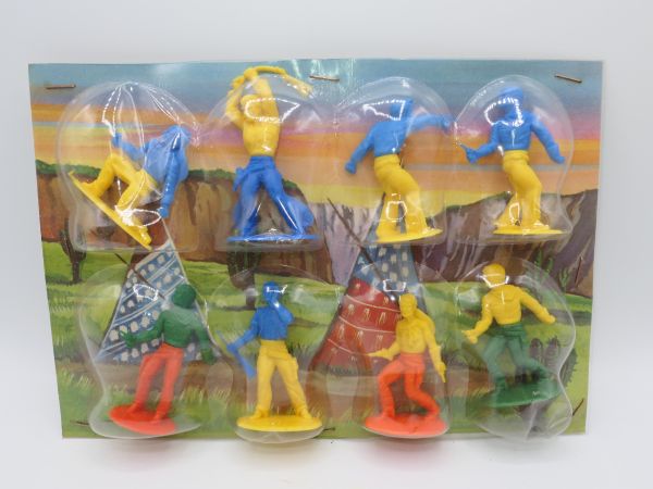 Heinerle Manurba Rare blister pack with 8 two-piece "Turning Cowboys"