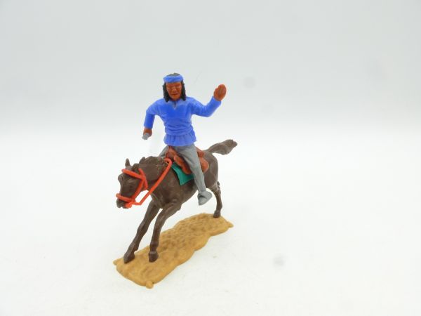 Timpo Toys Apache riding with knife, medium blue, grey trousers