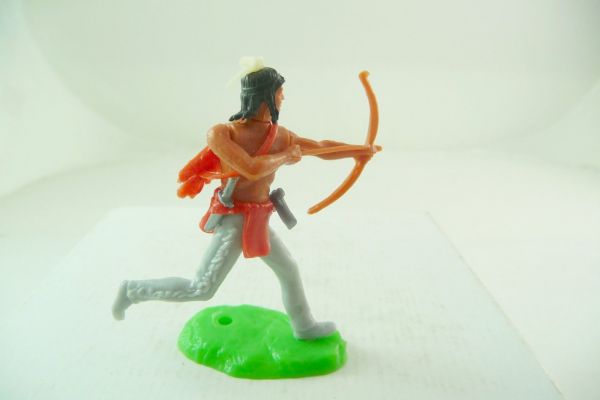 Elastolin 5,4 cm Indianer laufend mit Bogen + 2 Waffen