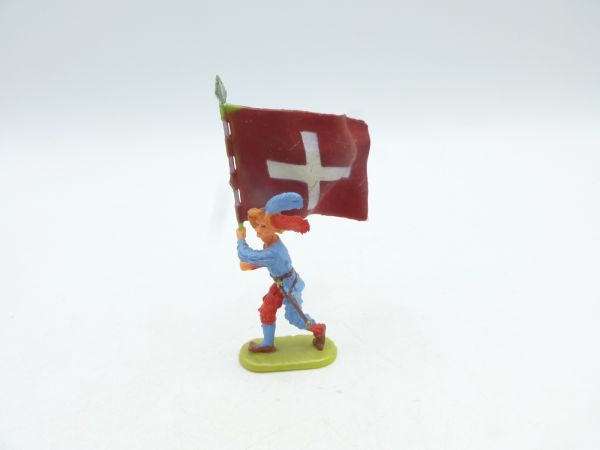 Elastolin 4 cm Landsknecht storming with flag, No. 9025