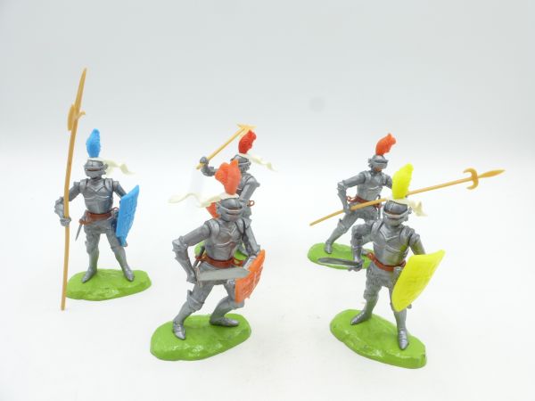 Elastolin 7 cm Set of knights on foot (5 figures)
