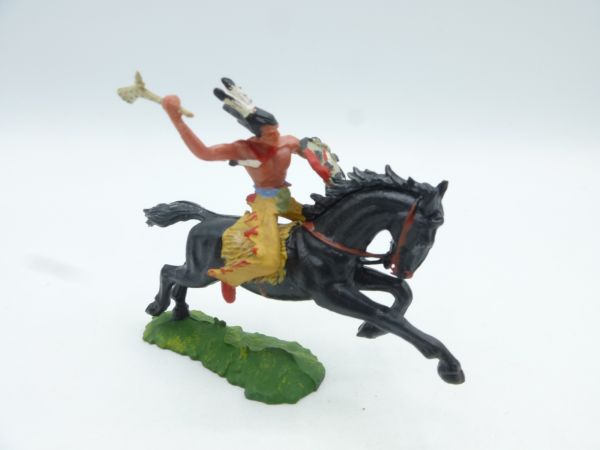 Elastolin 4 cm Indianer zu Pferd mit Keule, Nr. 6852 - Originalpreisschild