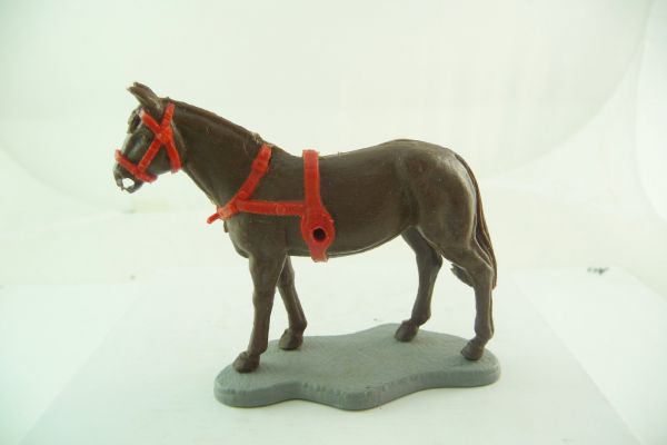 Timpo Toys Kutschpferd dunkelbraun mit rotem Zaumzeug / Geschirr