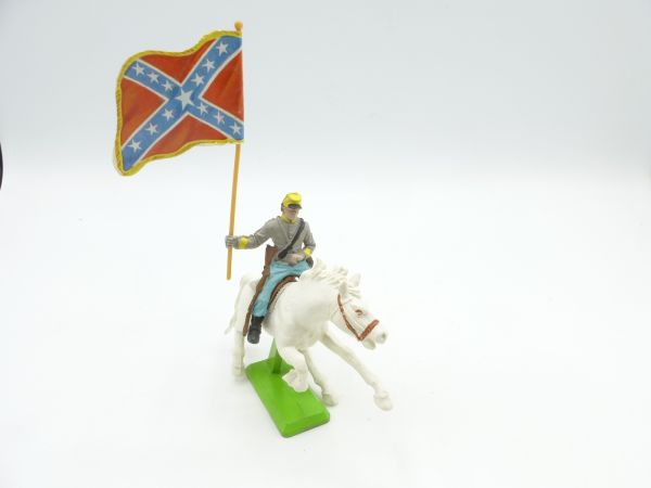 Britains Deetail Confederate Army soldier riding with flag - rare horse