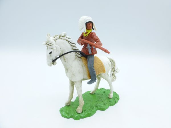 Elastolin 7 cm Indian on horseback, firing rifle