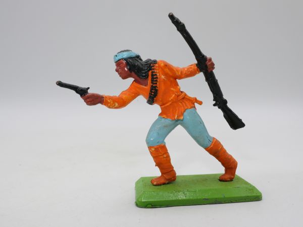 Britains Deetail Apache advancing with rifle + pistol, light blue trousers
