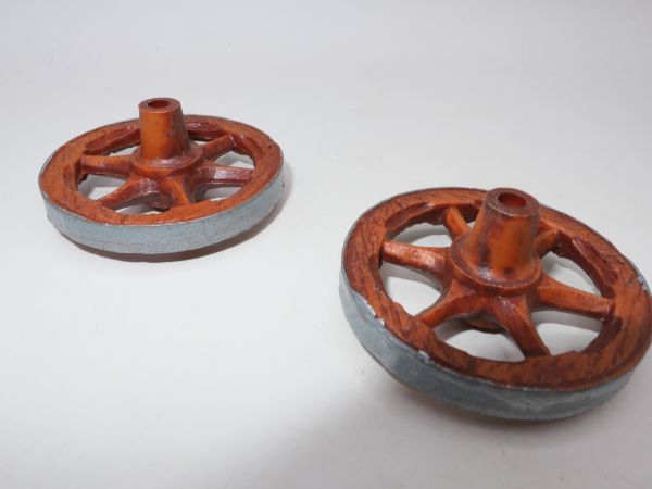 Elastolin 7 cm 2 large wheels for battle wagon (brown), diameter 5 cm