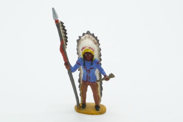 Merten Indian chief with spear and club - great painting