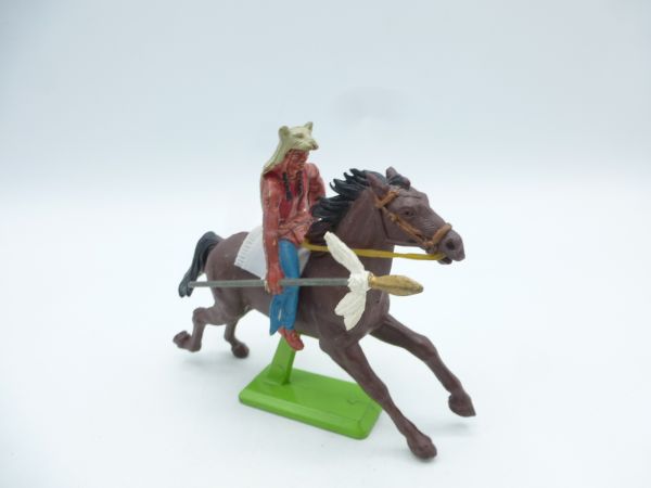 Britains Deetail Indian riding, holding spear sideways