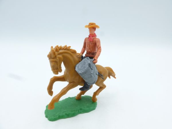 Elastolin 5,4 cm Cowboy reitend mit großer Geldtasche
