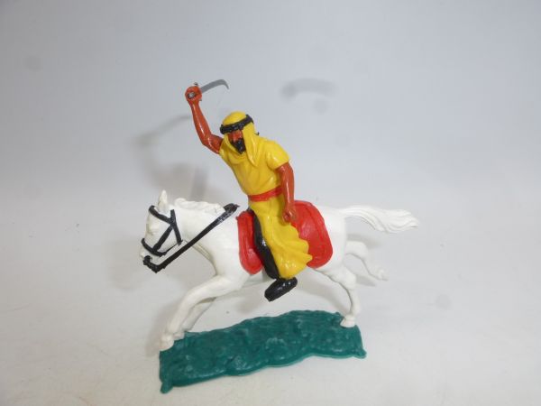 Timpo Toys Arab on horseback, yellow, with sabre, inner robe black