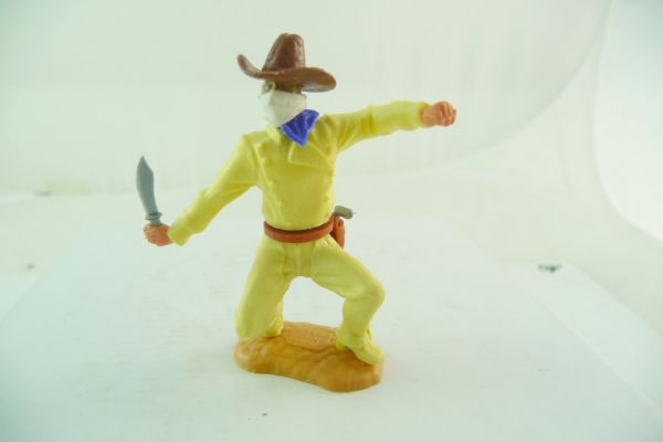 Timpo Toys Cowboy / Bandit hellgelb mit weißer Maske und braunem Stetson