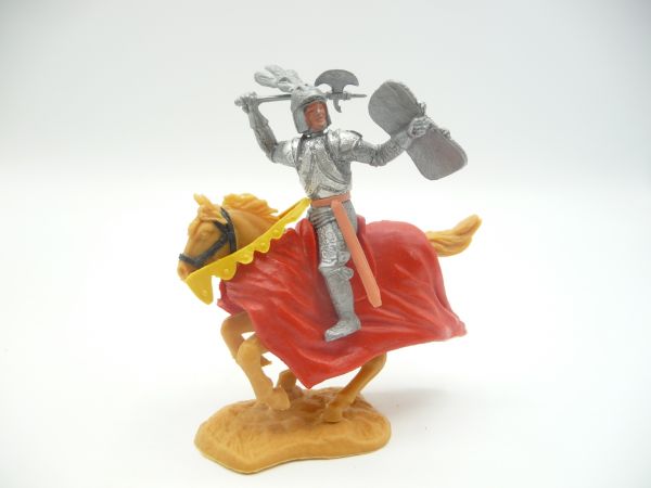 Timpo Toys Silver knight 1st version riding lunging with battleaxe