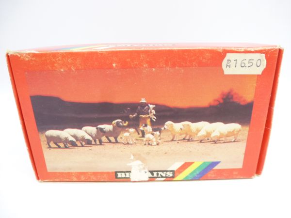 Britains Farm Models: set with flock of sheep, shepherd + dog, No. 7161