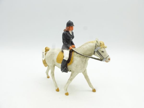 Elastolin 7 cm Frau zu Pferd im Schritt, Nr. 3771 - mit Preisschild