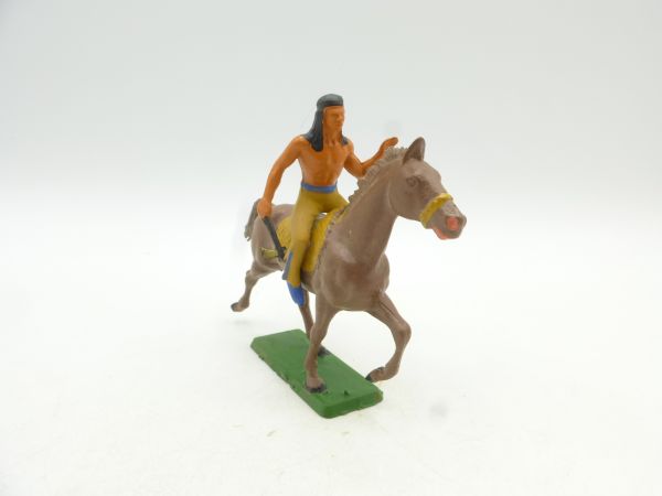Starlux Indian riding with tomahawk, greeting