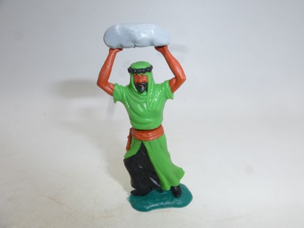 Timpo Toys Arab standing, neon green, throwing stone, black inner robe