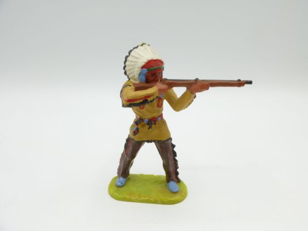 Elastolin 7 cm Indianer stehend schießend, Nr. 6840, Bem. 2a, beige-gelbe Tunika